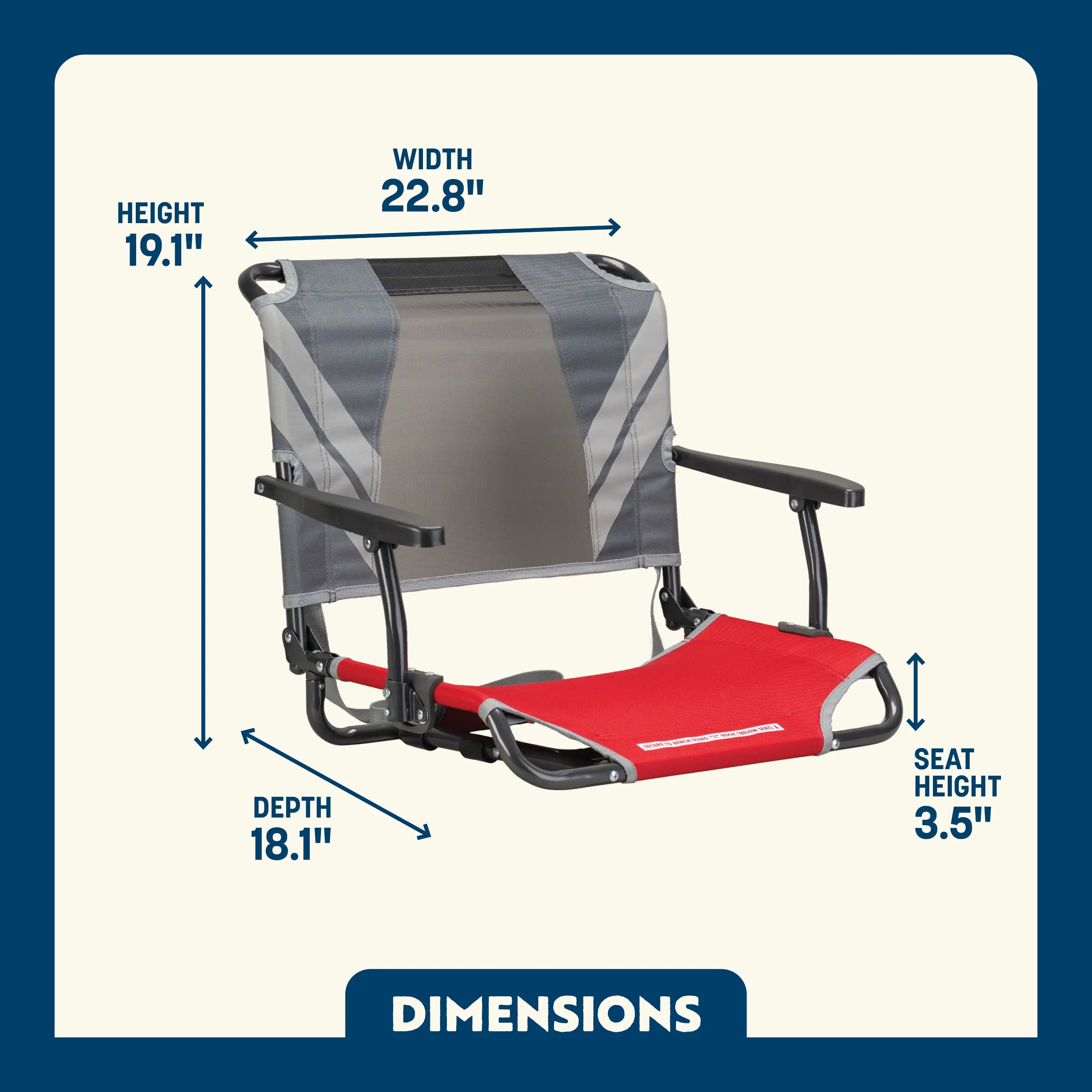 Ultra-Lightweight Big Comfort Stadium Chair with Armrests - Choice 465 - Ergonomic Portable Stadium Seat for Sports Events Detail