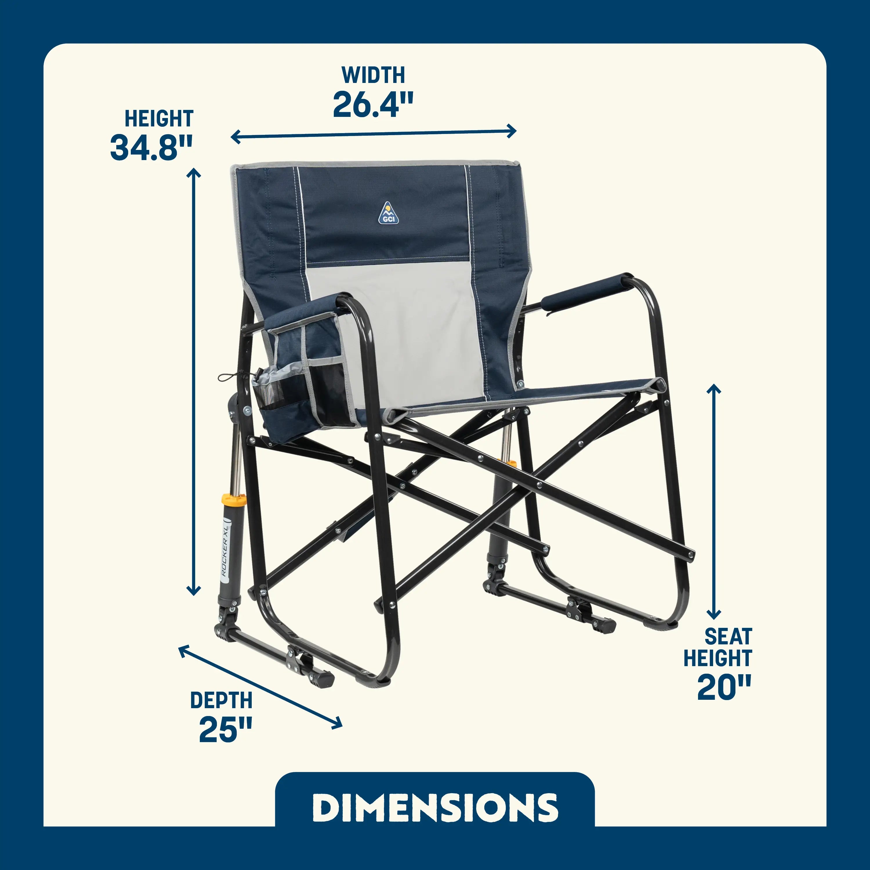 Luxury Camp Freestyle Rocker XL - Choice 552 - Patented Spring-Action Rocking Chair for Camping Detail