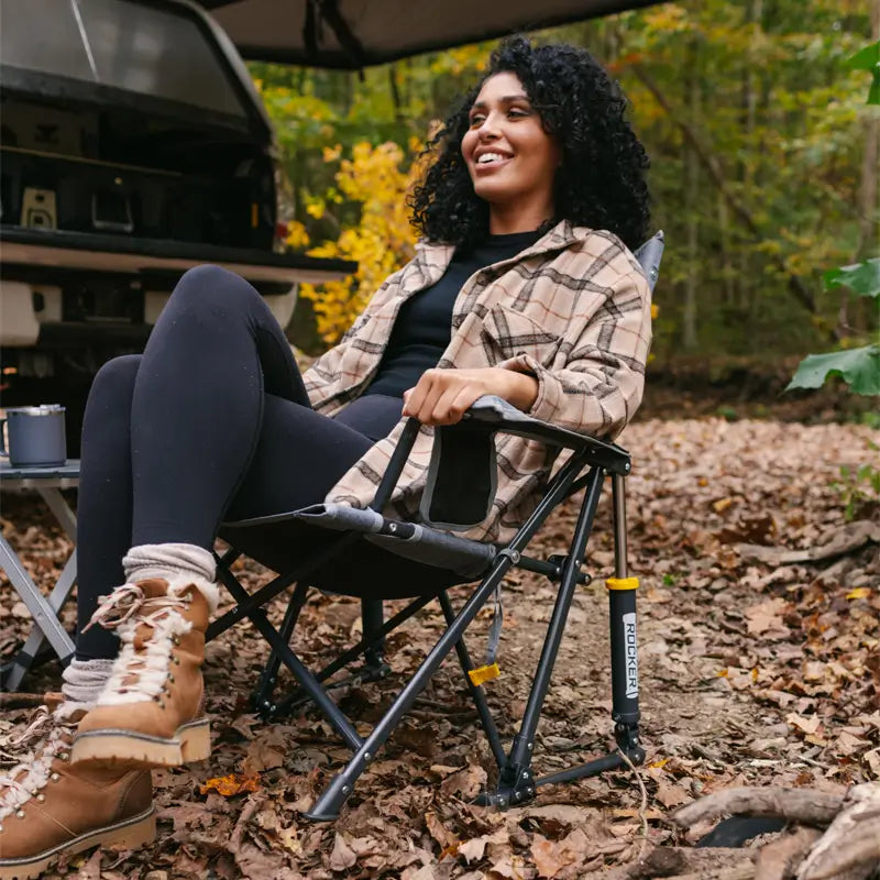 Patented Spring-Action Kickback Rocker - Choice 345 - Patented Spring-Action Rocking Chair for Camping Detail