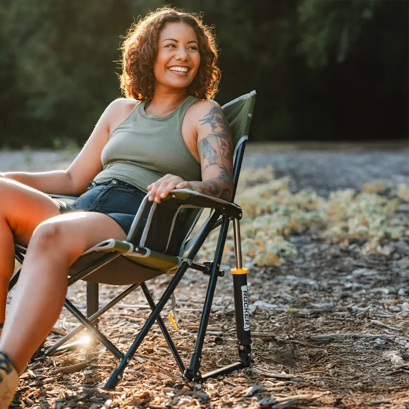 Patented Spring-Action Kickback Rocker - Choice 345 - Patented Spring-Action Rocking Chair for Camping Detail
