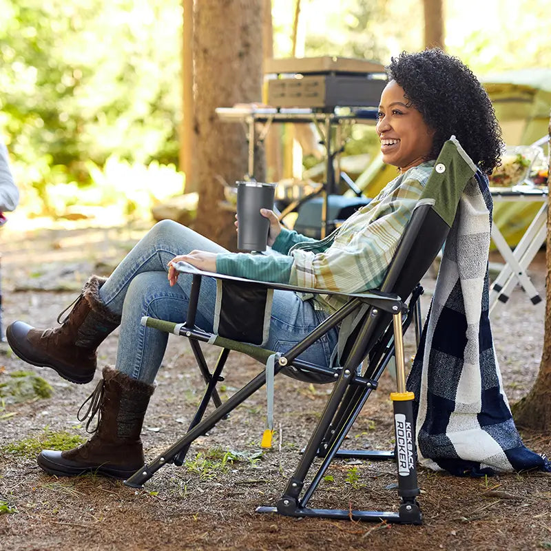 Patented Spring-Action Kickback Rocker - Choice 345 - Patented Spring-Action Rocking Chair for Camping Detail