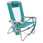 Low-Profile Bi-Fold Beach Chair - Choice 601 - Portable Heavy-Duty Low Boy Chair for Ocean Side - Seafoam