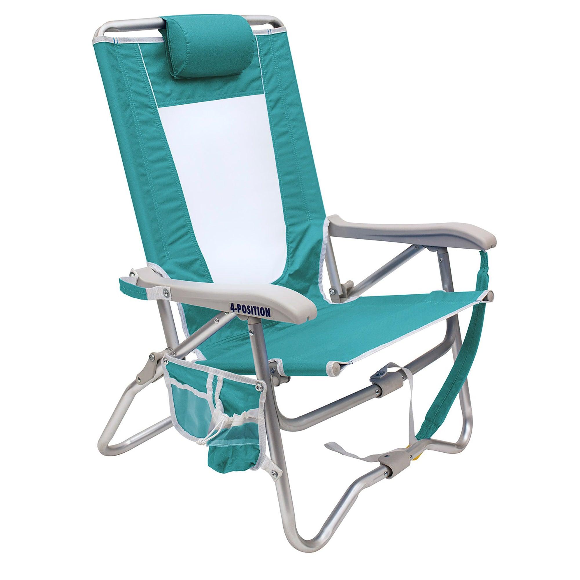 Low-Profile Bi-Fold Beach Chair - Choice 601 - Portable Heavy-Duty Low Boy Chair for Ocean Side - Seafoam