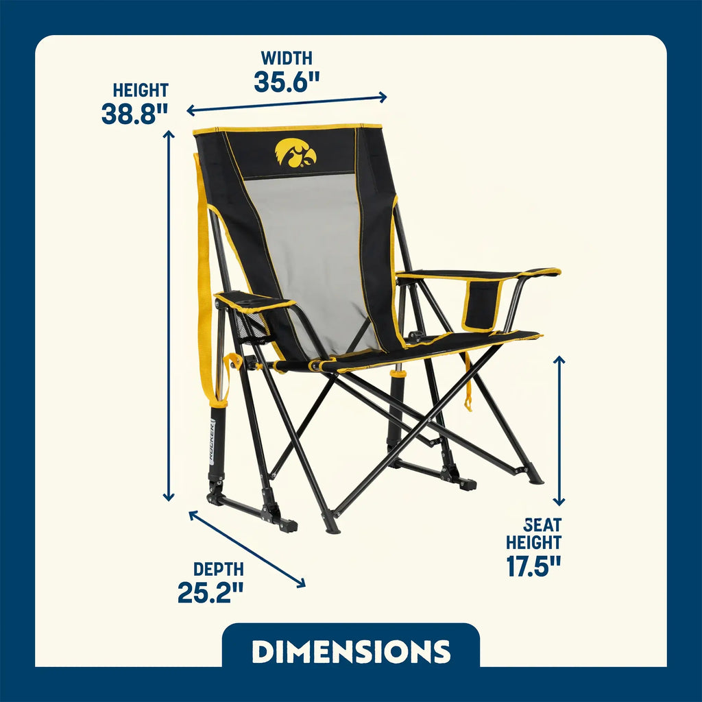 Heavy-Duty Freestyle College Comfort Pro Rocker - Iowa Hawkeyes - Choice 249 - Freestyle Rocker Portable Outdoor Folding Chair Detail