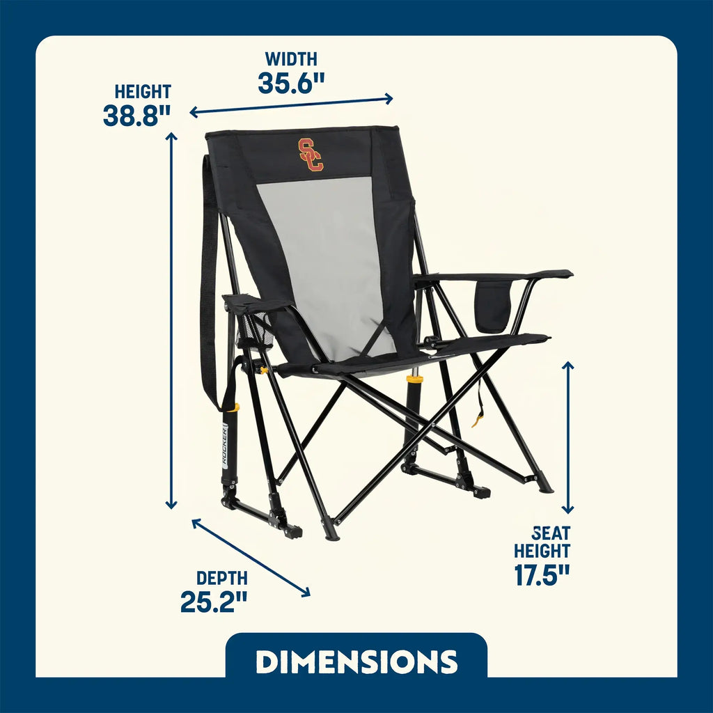 Smooth Motion College Comfort Pro Rocker - USC Trojans - Choice 856 - Patented Spring-Action Rocking Chair for Camping Detail