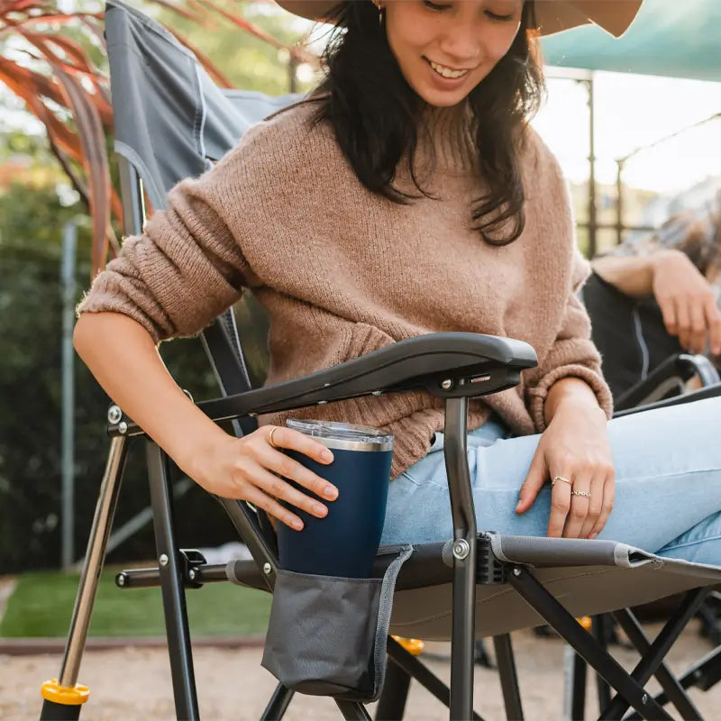 Heavy-Duty Freestyle RoadTrip Rocker - Choice 855 - Heavy-Duty Kickback Rocker with Beverage Holder Detail