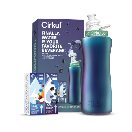 Deliciously Squishy 32oz. Chameleon Stainless Steel Bottle Starter Kit 95KR - Playful Star & Heart Shaped Geometric NeeDoh Detail