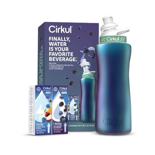 Deliciously Squishy 32oz. Chameleon Stainless Steel Bottle Starter Kit 95KR - Playful Star & Heart Shaped Geometric NeeDoh Detail