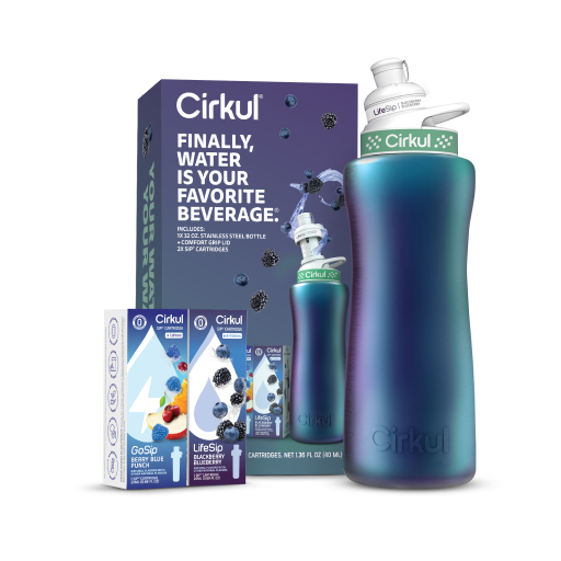 Deliciously Squishy 32oz. Chameleon Stainless Steel Bottle Starter Kit 95KR - Playful Star & Heart Shaped Geometric NeeDoh Detail