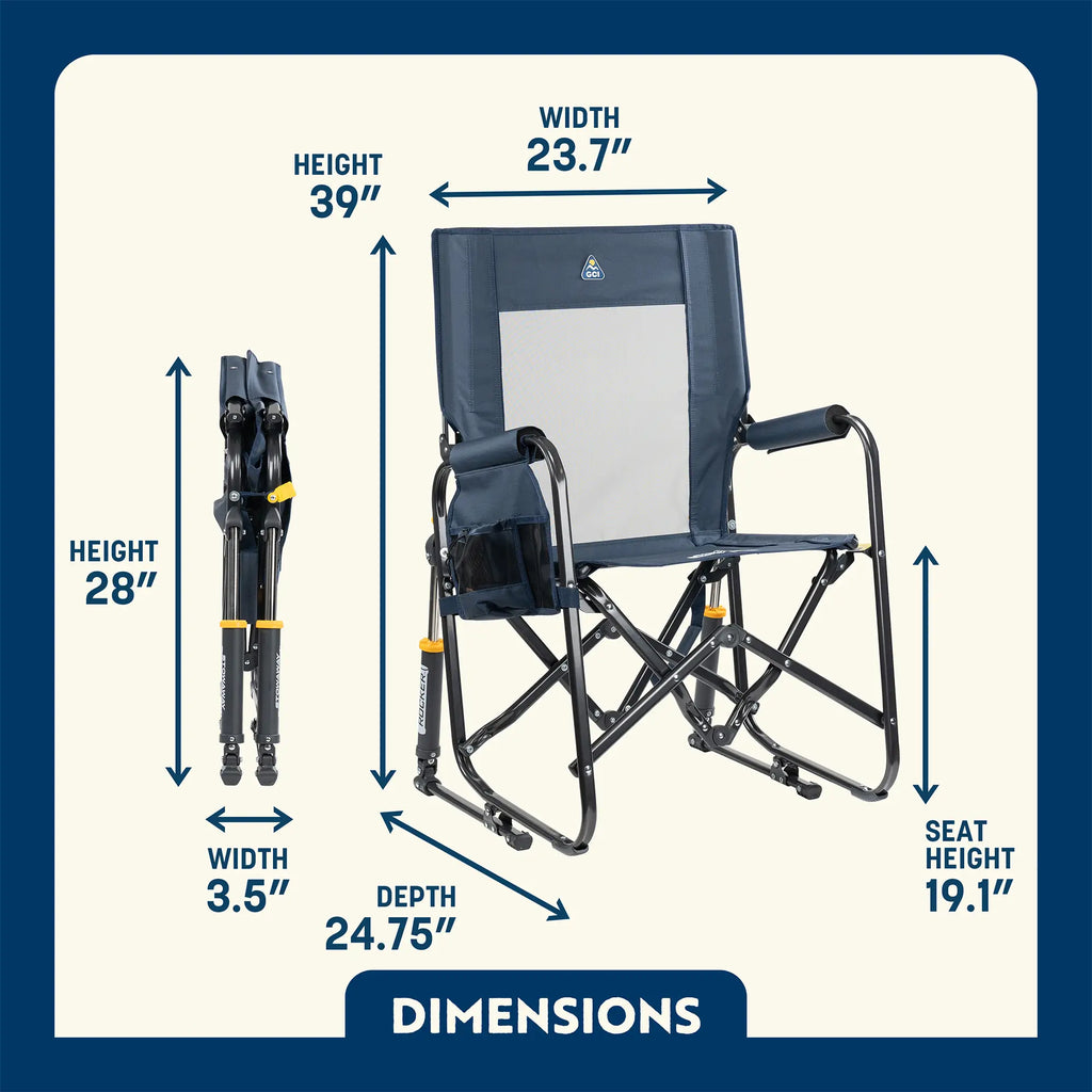 Premium All-Weather Stowaway Rocker with Storage Pouch - Choice 573 - RoadTrip Rocker Smooth Motion Camp Chair Detail