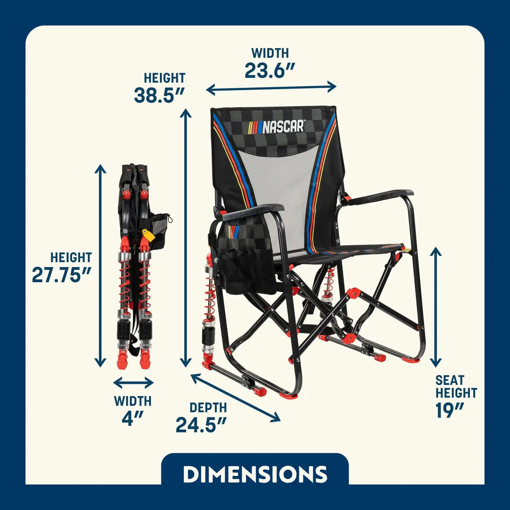 Patented Spring-Action Adjustable Rocker - NASCAR - Choice 899 - Patented Spring-Action Rocking Chair for Camping Detail