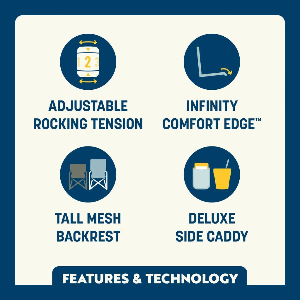 Patented Spring-Action Adjustable Rocker - NASCAR - Choice 899 - Patented Spring-Action Rocking Chair for Camping Detail
