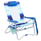 Low-Profile Bi-Fold Beach Chair - Choice 601 - Portable Heavy-Duty Low Boy Chair for Ocean Side - Wave