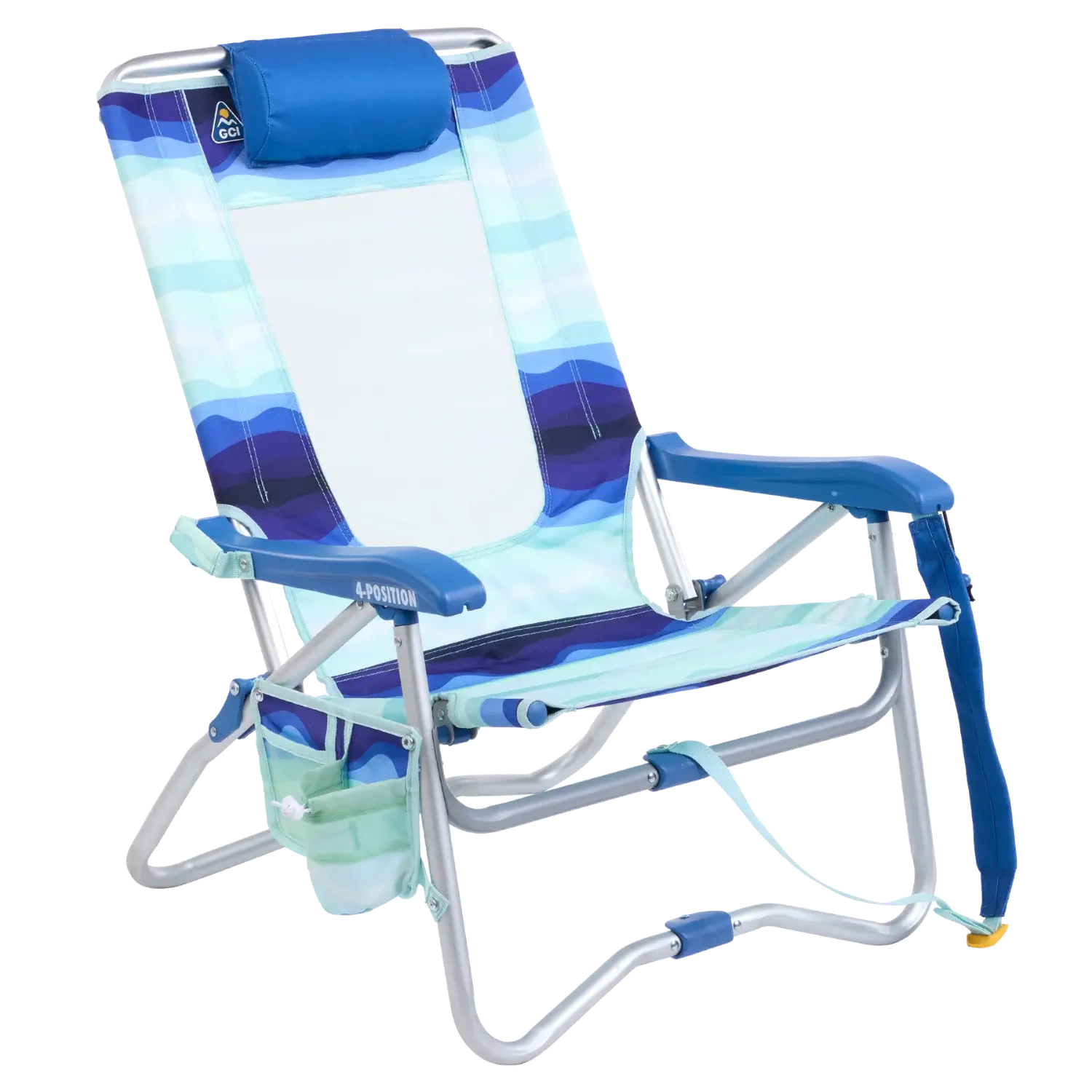 Low-Profile Bi-Fold Beach Chair - Choice 601 - Portable Heavy-Duty Low Boy Chair for Ocean Side - Wave
