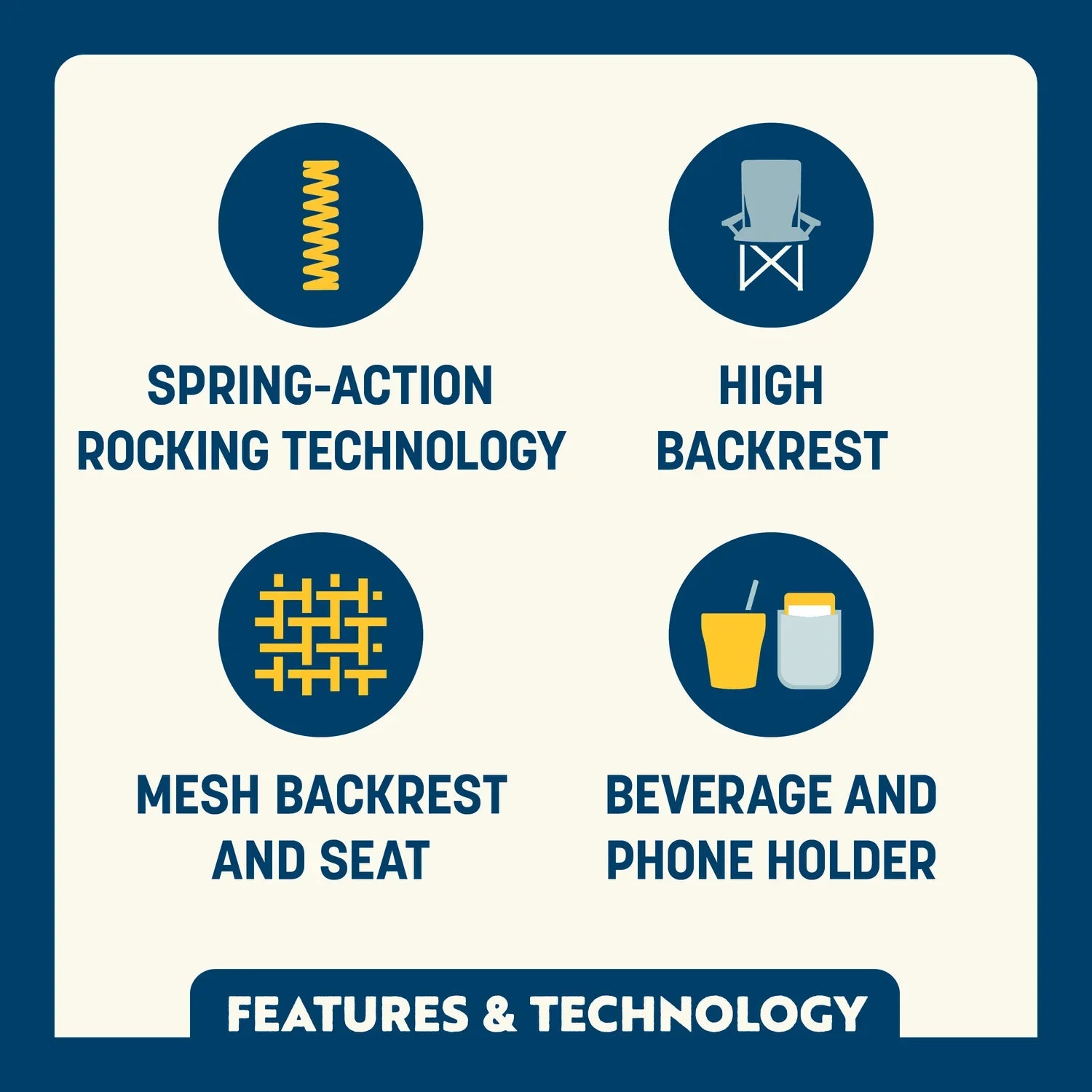 Smooth Motion BreezeRocker - Choice 504 - Patented Spring-Action Rocking Chair for Camping Detail