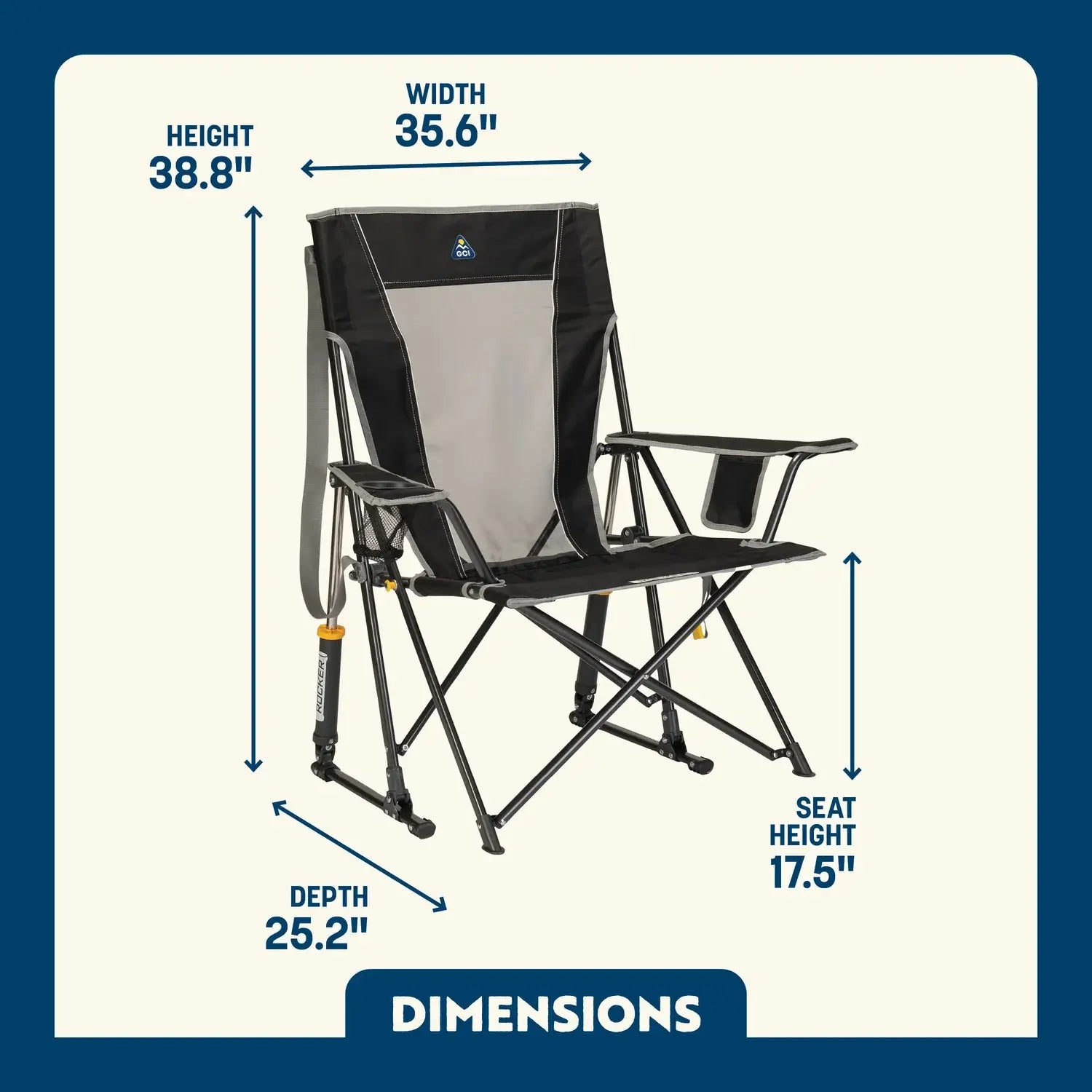 Smooth Motion Comfort Pro Rocker - Choice 375 - Patented Spring-Action Rocking Chair for Camping Detail