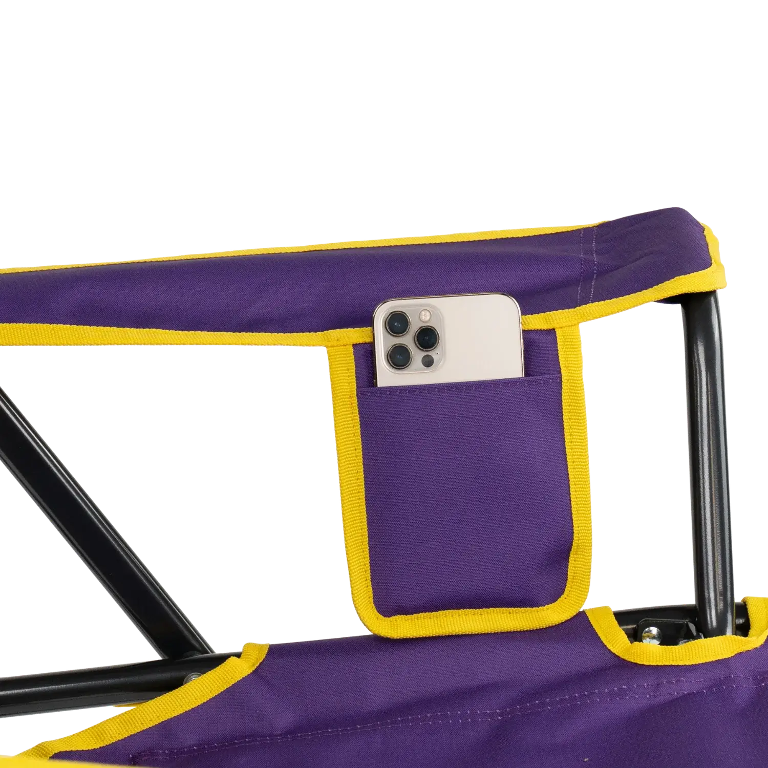 Luxury Camp College Comfort Pro Rocker - LSU Tigers - Choice 880 - Heavy-Duty Kickback Rocker with Beverage Holder Detail
