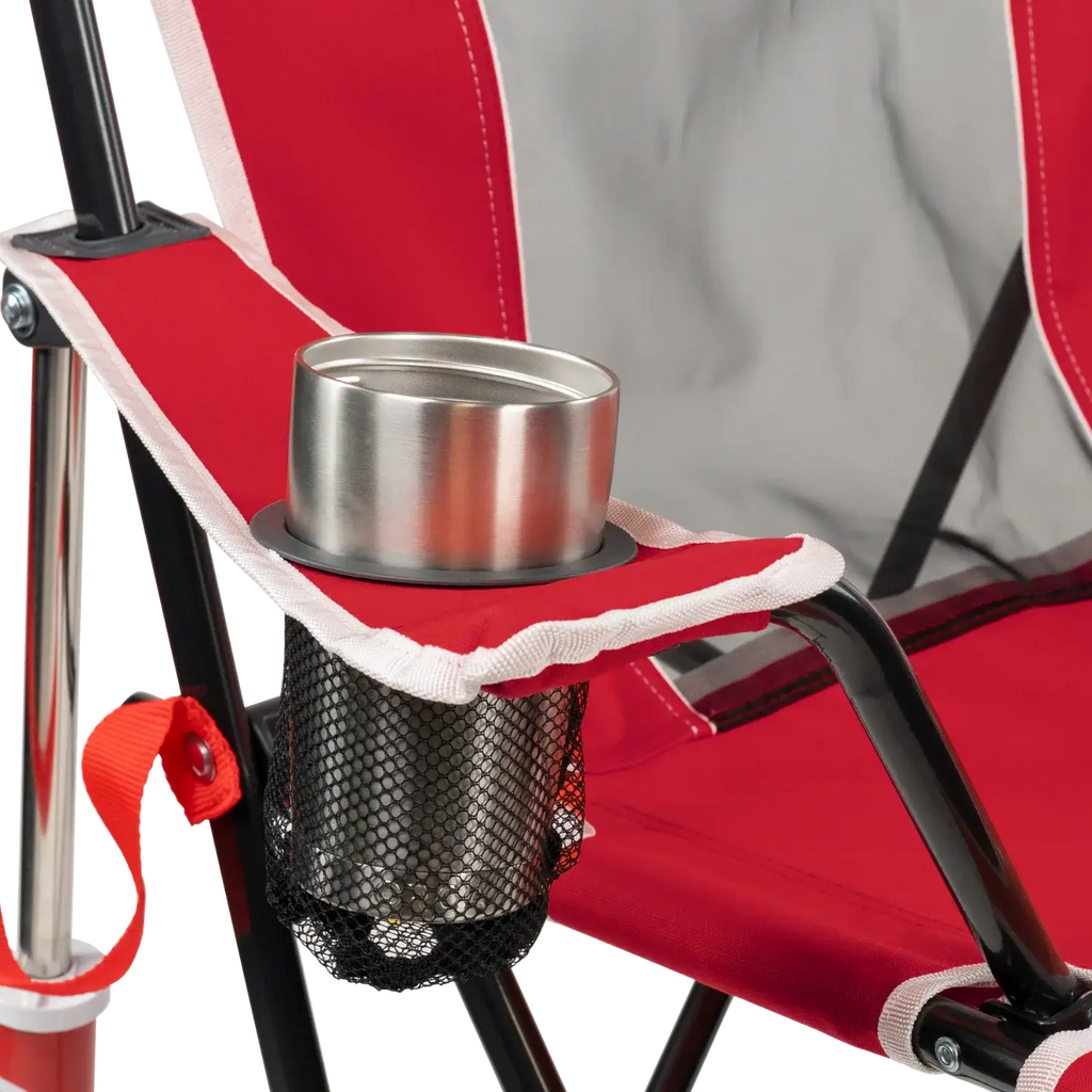 Luxury Camp College Comfort Pro Rocker - Nebraska Cornhuskers - Choice 161 - Heavy-Duty Kickback Rocker with Beverage Holder Detail