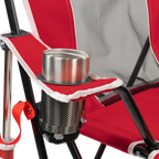 Luxury Camp College Comfort Pro Rocker - Nebraska Cornhuskers - Choice 161 - Heavy-Duty Kickback Rocker with Beverage Holder Detail