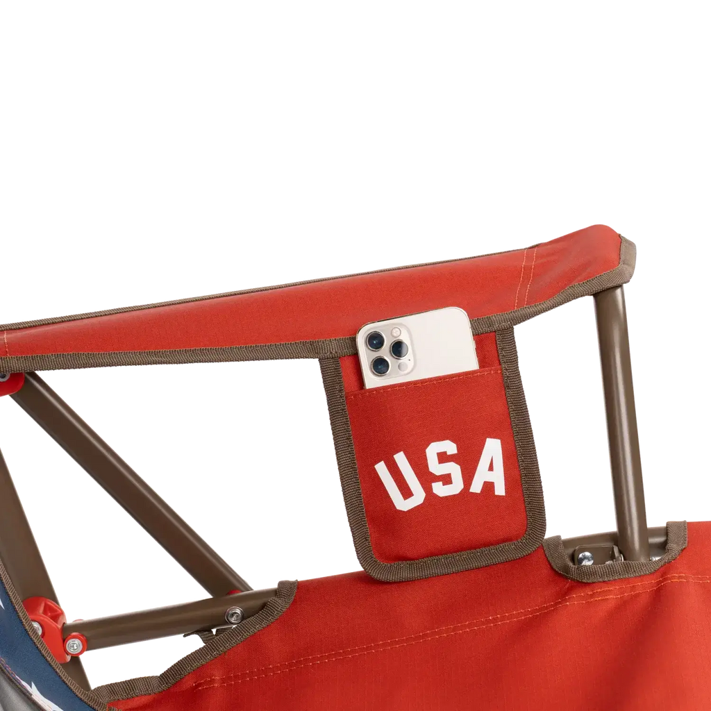 Luxury Camp Comfort Pro Rocker - USA Anniversary Deluxe - Choice 424 - Patented Spring-Action Rocking Chair for Camping Detail