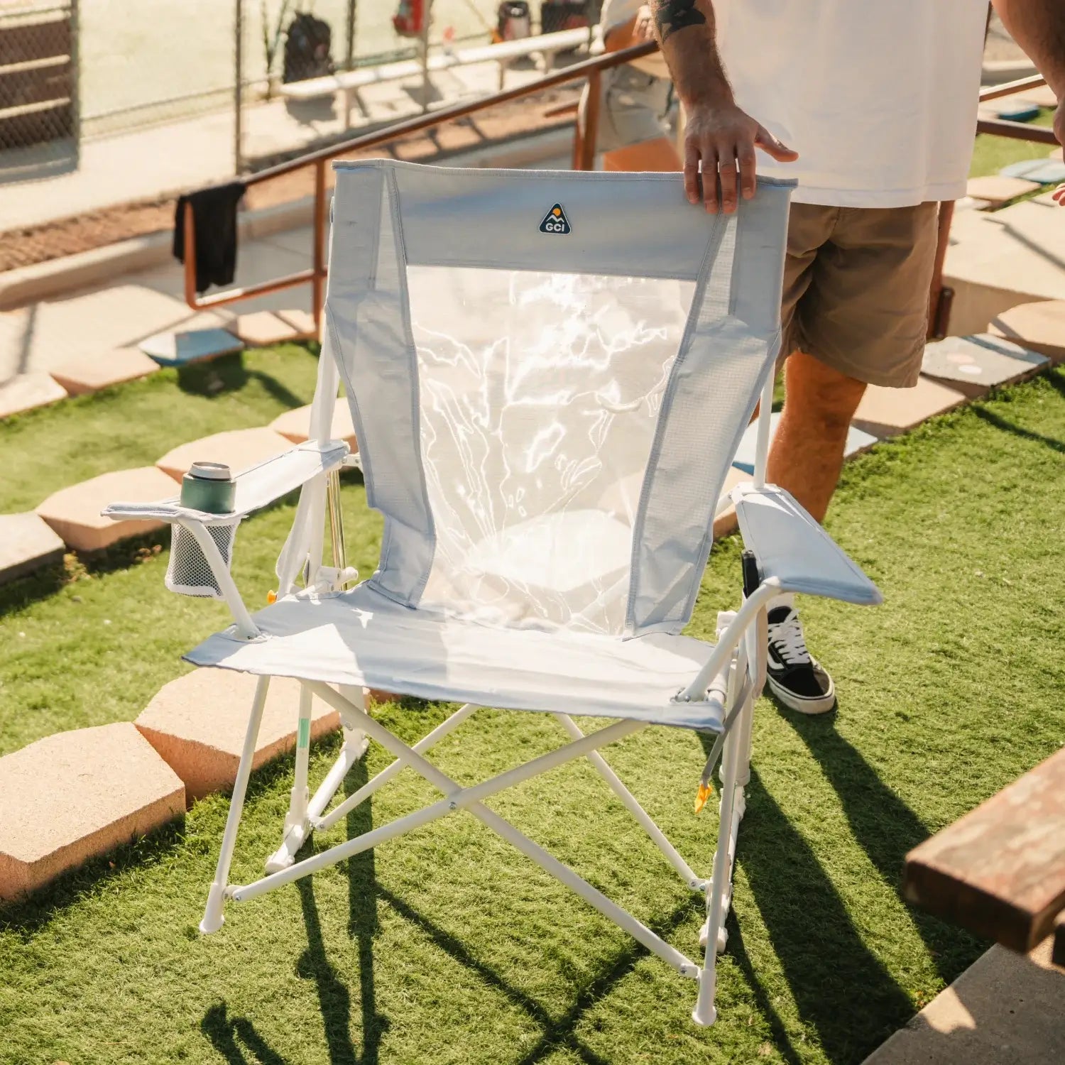 Patented Spring-Action Comfort Pro Rocker XL - Choice 107 - Freestyle Rocker Portable Outdoor Folding Chair Detail