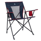 Space-Saving Pico Comfort Quad Chair - Choice 989 - Space-Saving Micro-Folding Chair for Backpacking - Indigo/Red