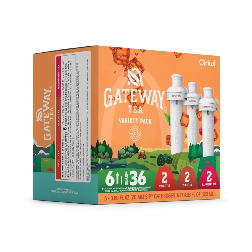 Vitamin-Infused Gateway Tea 6-Pack Variety Pack HM0F - Sugar-Free Fruit Flavor Cartridge Refill Detail