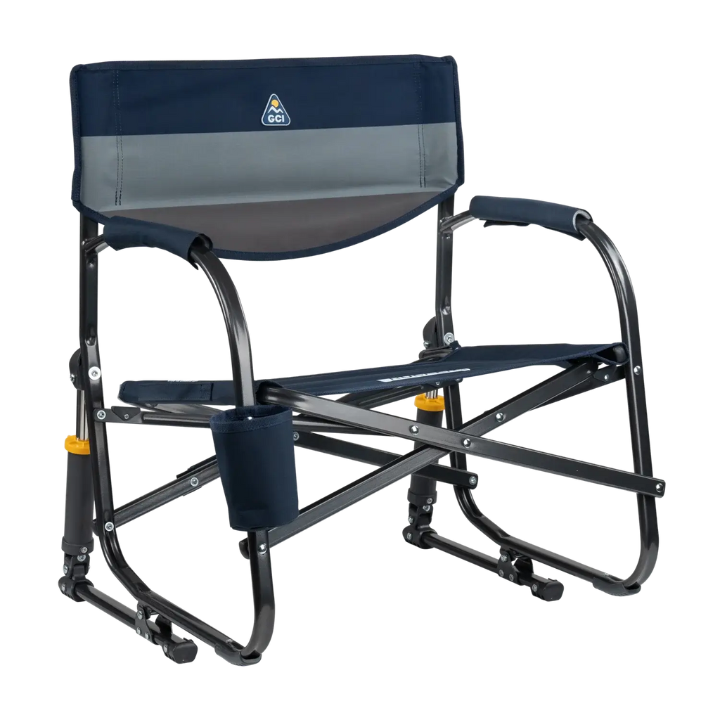 Luxury Camp Grab & Go Rocker - Choice 551 - RoadTrip Rocker Smooth Motion Camp Chair - Indigo Color Block