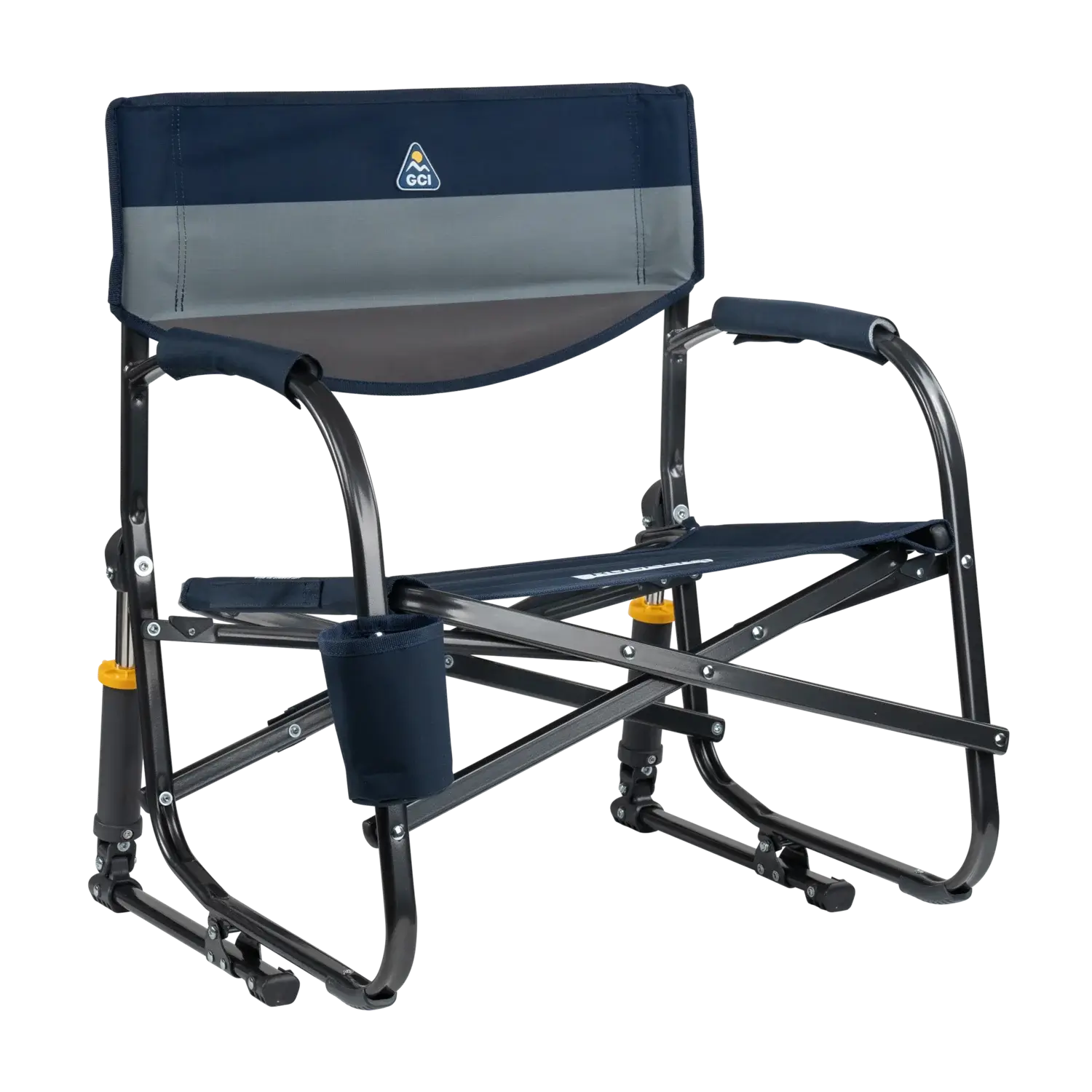 Luxury Camp Grab & Go Rocker - Choice 551 - RoadTrip Rocker Smooth Motion Camp Chair - Indigo Color Block