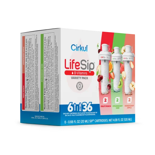Sugar-Free LifeSip 6-Pack Variety Pack PN3A - Vitamin-Infused Natural Refreshing Flavor Core Detail