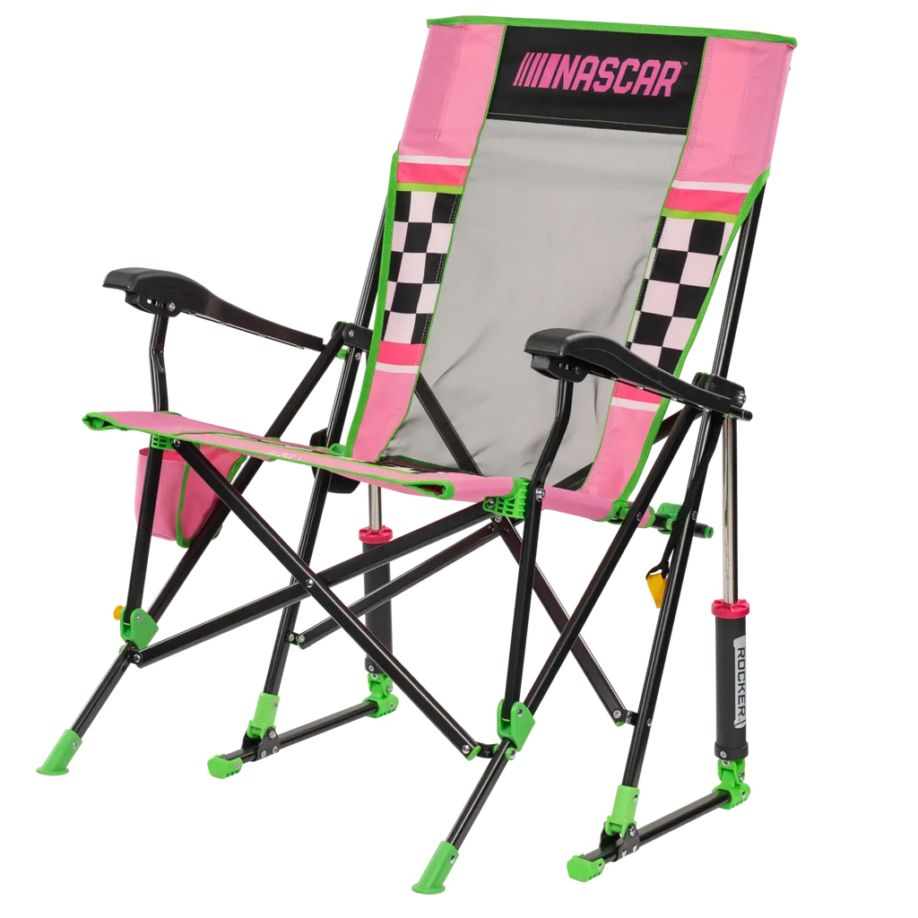 Heavy-Duty Freestyle RoadTrip Rocker - NASCAR For Her - Choice 560 - Patented Spring-Action Rocking Chair for Camping Detail