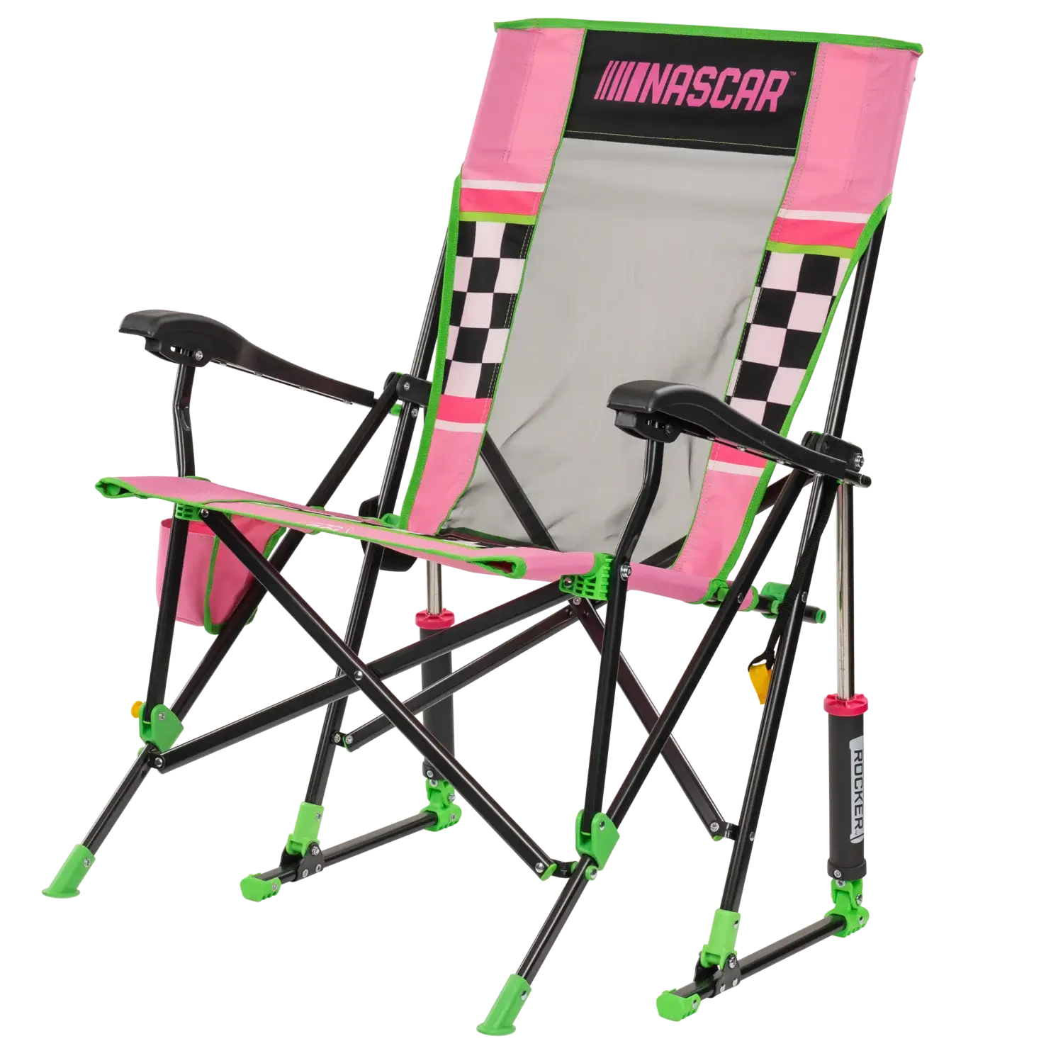 Heavy-Duty Freestyle RoadTrip Rocker - NASCAR For Her - Choice 560 - Patented Spring-Action Rocking Chair for Camping Detail