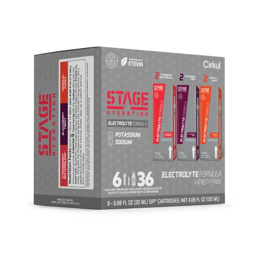 Vitamin-Infused Stage 6-Pack Variety Pack 4ZSP - Electrolyte Hydration Enhanced Taste Cartridges Detail