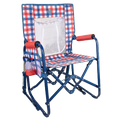 Premium All-Weather Stowaway Rocker with Storage Pouch - Choice 573 - RoadTrip Rocker Smooth Motion Camp Chair - Patriotic Plaid