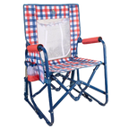 Premium All-Weather Stowaway Rocker with Storage Pouch - Choice 573 - RoadTrip Rocker Smooth Motion Camp Chair - Patriotic Plaid