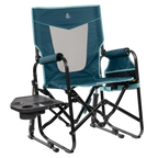 Premium All-Weather Stowaway Rocker with Side Table - Choice 253 - Heavy-Duty Kickback Rocker with Beverage Holder - Teal