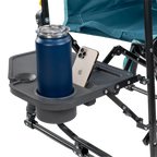 Premium All-Weather Stowaway Rocker with Side Table - Choice 253 - Heavy-Duty Kickback Rocker with Beverage Holder Detail